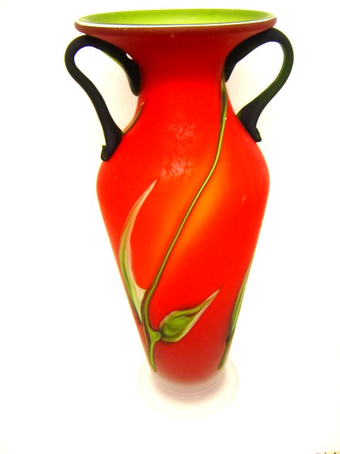 Red color Vase with Green Flower
